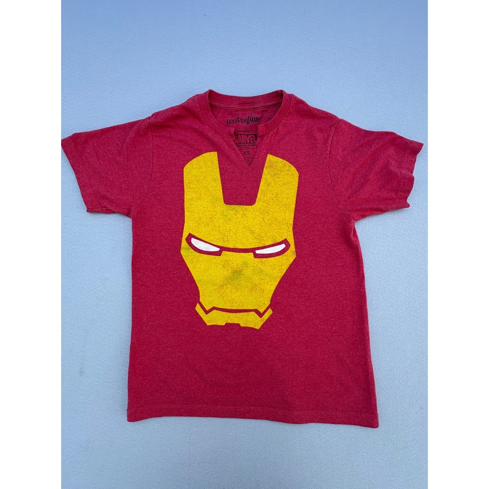 Marvel WeLoveFine Iron Man Graphic T-Shirt Red XS Short Sleeve V-Notch‎ Neck